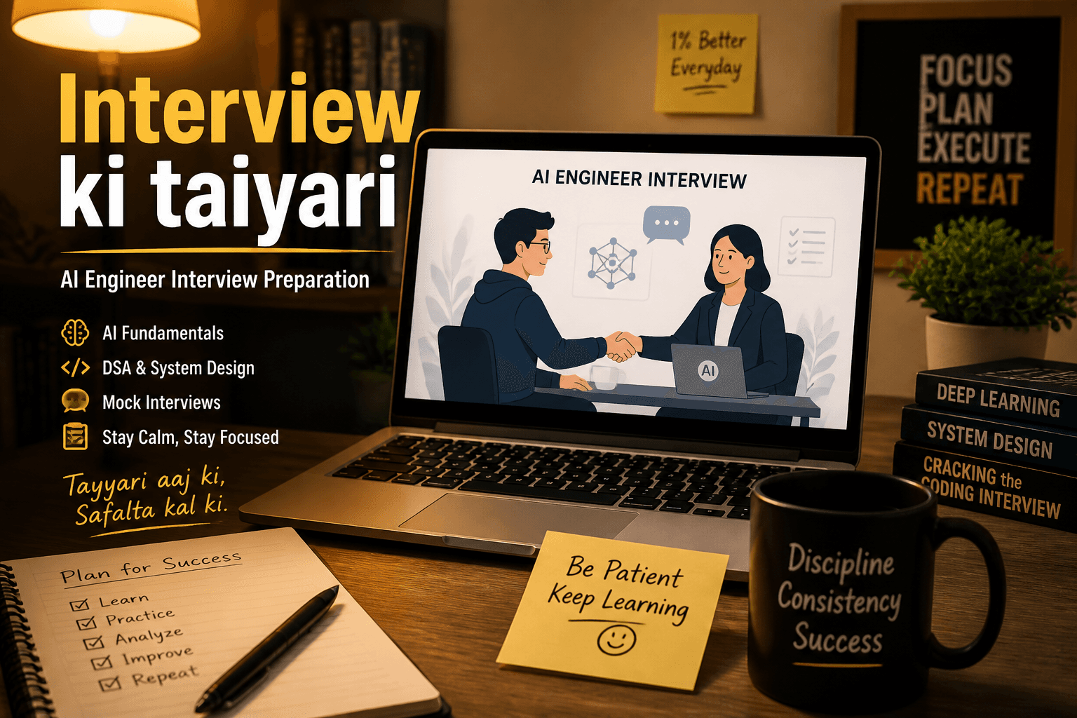 AI engineer interview preparation — question bank, revision, patience and consistency