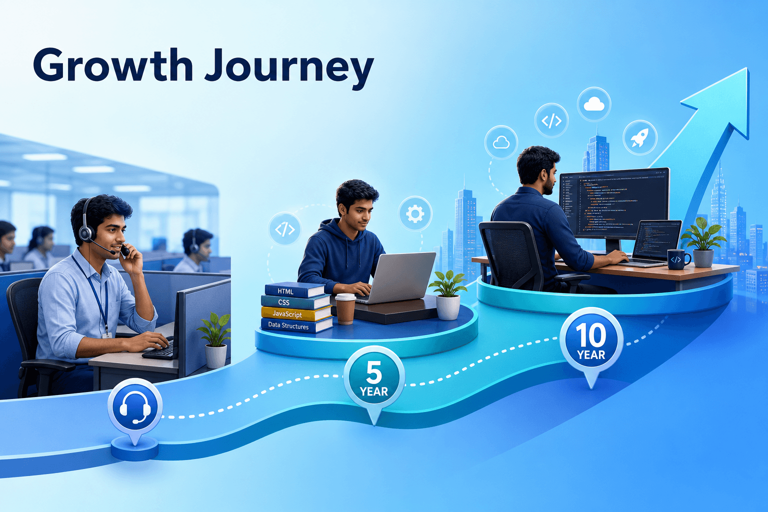 BPO se shuru karke full stack developer tak — real career journey example