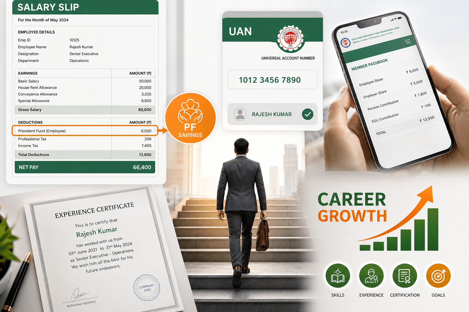 PF deduction aur UAN linked job — resume par official experience proof