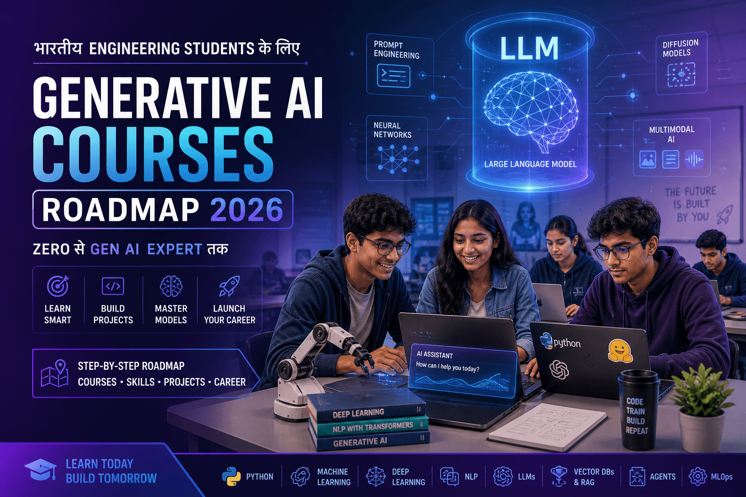 Engineering students ke liye Generative AI courses complete roadmap 2026 cover
