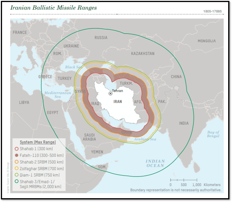 Iran ballistic missile ranges image